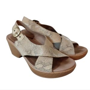 Dansko Jacinda Snakeskin Slingback Open Toe Sandal Size 9